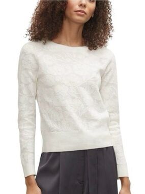 Club Monaco Ivory Floral Jacquard Sweater Chandails Size XS